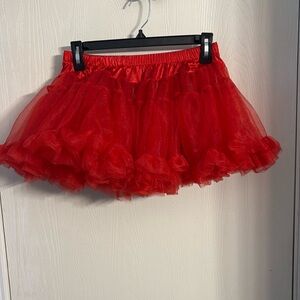 Elegant Red Tulle Mini Skirt